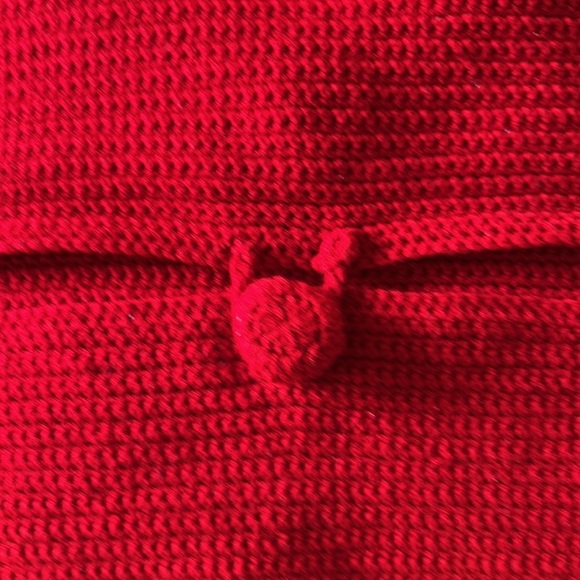 Hand Crafted Patriotic Red Knit Throw Pillow Cover 18 x 18 Hand Crochet Heirloom - Picture 6 of 16